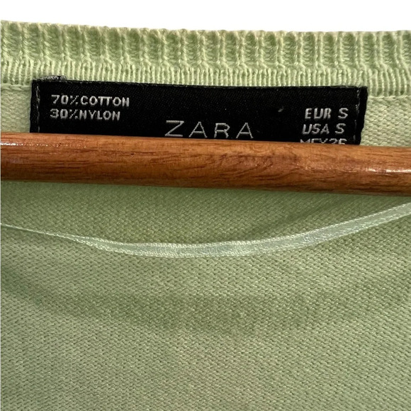 Zara Women’s Size Small Mint Green Long Sleeve Cardigan Preppy, Y2K, Classic - Picture 3 of 6